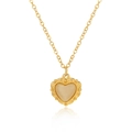 14K vergoldete Edelstahlkette mit Vintage-Herzanhänger und schimmerndem Mondstein - Goldene Herz Halskette