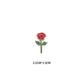 Cute red rose enamel pin with green leaves and gold trim, measures 2.1cm by 3.3cm - 137*Rose with Green Leaves Pin