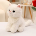 Süßes weißes Plüschkätzchen mit flauschigem Kunstfell und realistischen Details - 20cm / Weiße Katze