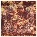 Detailed top view of tie-dye paisley bandana with rich brown and orange hues - 54*54CM / Orange