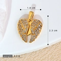 18K gold-plated heart angel wing pendant with micro-pave cubic zirconia crystals - SMP54281-Gold Pave Angel Wings Pendant