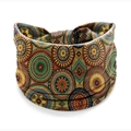 African mandala print wide headband with vibrant geometric patterns for yoga and sports - Style 137