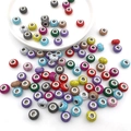 Macro view of assorted colorful large-hole beads with turquoise patterns and metal inserts - Mixed 10 Marble Crackle Beads