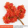 Artificial orange羽毛 maple leaves with 17 leaves per stem and 52cm height for decor - Glue-coated Feather Maple