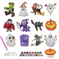Kit pittura diamante fai da te Halloween con 12 ciondoli zucca, fantasma e pipistrello - Luce del segno appeso del fantasma di Halloween