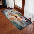 Tappetino in flanella assorbente con stampa gelato e frutta su legno scuro - 40x60cm / Tema Dessert Tè del Pomeriggio