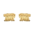 Macro shot of gold-plated geometric twist stud earrings with a ribbed texture - Style E-Irregular Pleated Thread / Gold