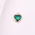 Colgante de corazón de cristal verde con borde de cobre dorado y acabado facetado - 6mm / Verde pavo real
