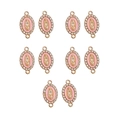 Lot de 10 connecteurs ovales Vierge Marie en or avec émail rose et strass brillants - Standard / Rose