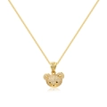 Close-up of golden teddy bear pendant with micro-pave crystals on a minimalist chain - 18K Gold / Crystal Bear