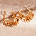 18K gold plated square droplet fringe earrings with U-shaped geometric hoops - Gold (Real Gold Plated)