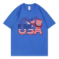 Blaues Oversized T-Shirt mit kreativem USA Buchstabendruck und US-Flaggen Elementen - XS / Königsblau