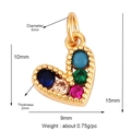 Gold heart pendant with colorful crystals and 15mm by 9mm dimension specifications - Asymmetric Multi-Color Heart / Mixed Colors