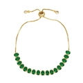 Bracciale regolabile dorato con zirconi verde smeraldo taglio ovale e catena box - Verde