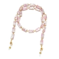 Catena per occhiali e maschera in resina marmorizzata rosa e bianca con ganci dorati - Motivo marmo rosa