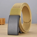 Tactical khaki nylon belt with black matte metal buckle for outdoor casual wear - P0142B Style / Khaki