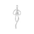 Dettaglio ravvicinato di un ciondolo a forma di fiocco argento con design fluido in 3D - VD1479 Platino/Fiocco con Nappe