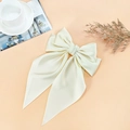 Elegant large cream silk bow hair clip in Morandi style for women - Beige