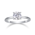Klassischer 925 Sterling Silber Solitärring mit vierzinkigem runden Moissanit - US 5 / S925 Sterlingsilber Eingelegter Moissanit Ring - 1 Karat