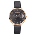 Montre à quartz élégante pour femme avec bracelet en cuir noir et cadran phases de lune - Montre Uniquement / Noir