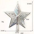 Silver hollowed-out five-pointed star tree topper ornament with dimensions 23.5x21cm - 20CM Silver Grid Tree Top Star