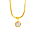 Collana a catena a serpente in acciaio al titanio placcato oro 18K con ciondolo tondo - Oro