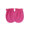 Detailed view of pink cotton baby mittens with elastic ruffled cuffs for newborns - One Size / Rose Red (Elastic Mittens)