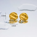 Exaggerated 18K gold plated wave dome earrings with mirror finish and 2.5cm height - Wave Round Style 3 - Gold