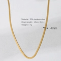 Golden 4mm stainless steel snake chain necklace with detailed product specifications - Gold 4mm Blade Chain 40cm
