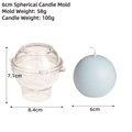Stampo sferico in plastica per candele con candela blu da 6cm e misure incluse - 6cm Sfera
