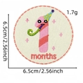 Größentabelle für 6,5cm runden Baby-Meilenstein-Patch mit Monat-Eins-Stickerei und Hut - 1 Monat (1#)