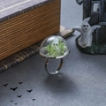 Anello fantasma con muschio verde in cupola su fascia d'argento per gioielli Halloween - Anello Stile Muschio