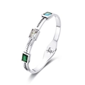Bracciale minimalista in acciaio argento con pietre colorate e motivo geometrico moderno - Color Acciaio