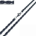 Collana a catena a corda intrecciata in acciaio inossidabile nero hip hop - 5mm / Nero / 50cm