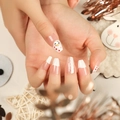 French press on nails with cute cartoon penguins and white knit texture in long coffin shape - Winter Snowman Knit Texture Style(JP2685)
