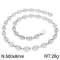 Silver stainless steel pig nose link chain necklace, size 500x8mm, weighing 26g - Style B Steel Color Necklace 50cm (KN228777-Z)