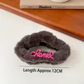 Coffee brown plush shark hair clip with pink letter accent and 12cm length detail - Dark Grey Plush Letter Hair Claw