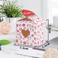 White 7.5cm cube gift box with red hearts, love insert and heart-shaped window - Lip Print Heart Gift Box