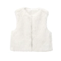 Detailed texture of soft white faux fox fur on the trendy short vest garment - XS / White