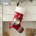Red Christmas stocking with 3D snowman, plush cuff and knit scarf, size 28x45cm - Red Snowman with Red Hat (AGWZ15-7)