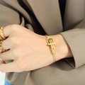 Elegant gold belt buckle link bracelet for women made of durable titanium steel - Gold Bracelet-14+5cm