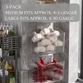 Set of 3 transparent kitchen wall organizers for ginger and garlic, 11.5cm high - 3 Pack / Large / Clear