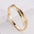 Modern gold-plated titanium steel cuff bracelet with sparkling zircon stones - Gold