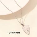 Silver textured heart pendant necklace with dimensions 24x16mm in stainless steel - Irregular Double Heart / Silver
