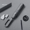 Foldable automatic umbrella in misty grey with a unique carabiner handle and matte finish - 20-ribbed Double-ringed Umbrella With A Diameter Of 105cm At The Bottom And A Rotating Gray Tip. / Gift Box Not Included
