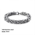 8mm width 100% stainless steel Byzantine chain bracelet with lobster clasp for men and women - 18cm / Style 3-8mm Byzantine Chain