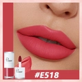 Pudaier velvet matte liquid lipstick in shade #E518 rose red with lip swatch and applicator - E518