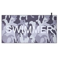 Asciugamano da spiaggia in microfibra ad asciugatura rapida con motivo mimetico grigio e testo SWIMMER - Camouflage / 70*150cm