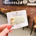 Cute cream lamb wool bear hair clip with lace details for autumn and winter styles - J-33-Beige Lace Bear