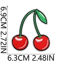 Detailed view of cherry embroidery patch showing red fabric texture and 6.9cm size - Red Double Cherry Style (42号)